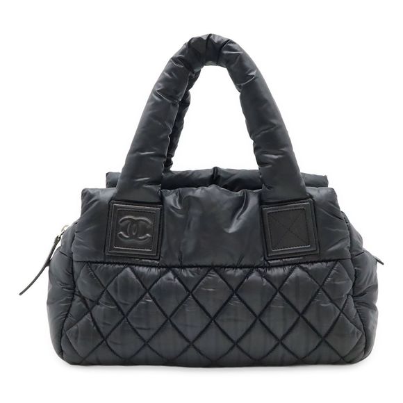 Chanel Coco Cocoon Quilted Tote Handbag Mini Boston Nylon Leather Black Black - Picture 1 of 8